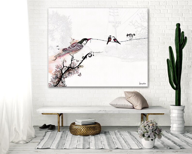Bird Collage Art Print Birds Wall Art Horizontal Print Etsy