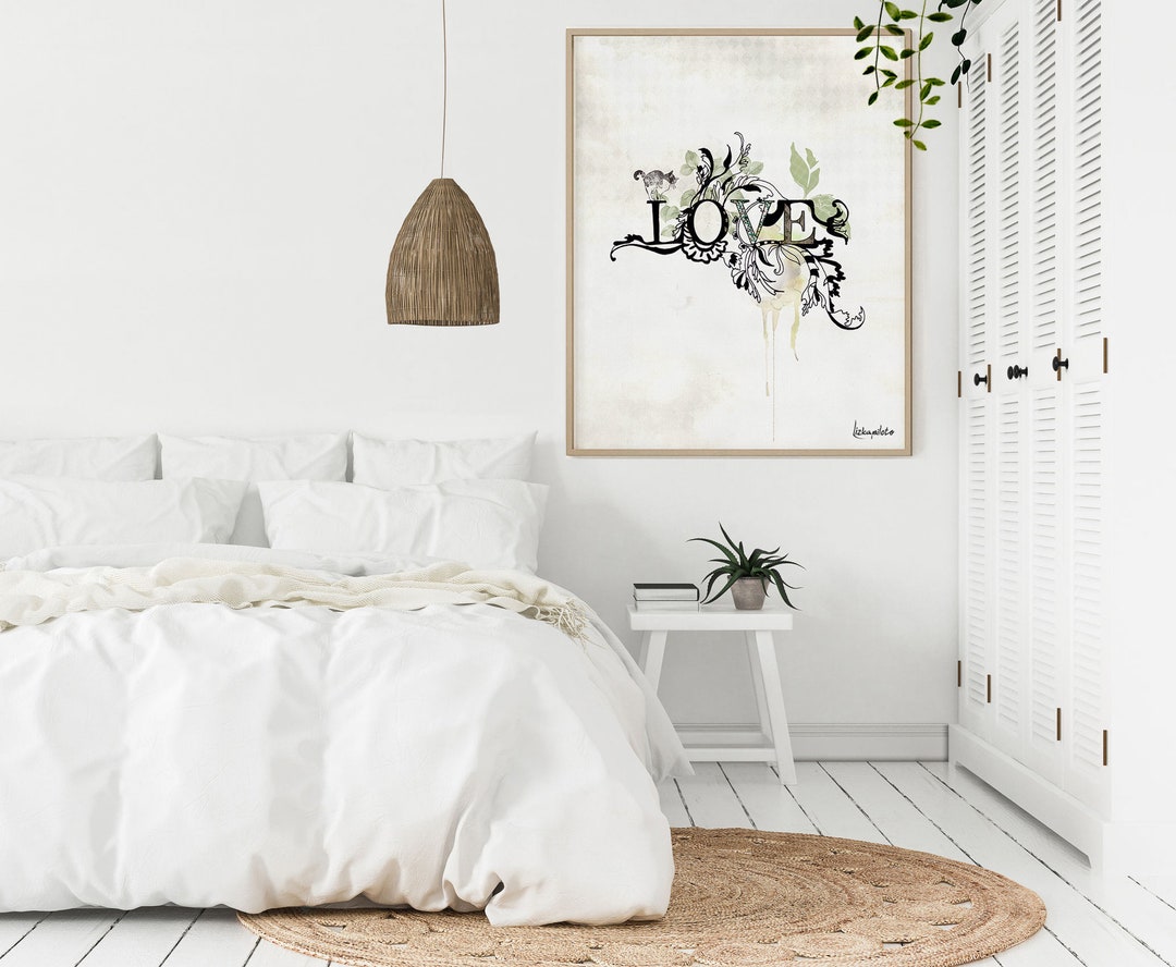 Bedroom Wall Art Canvas, Love Wall Art, Bedroom Decor, Large Wall Art ...