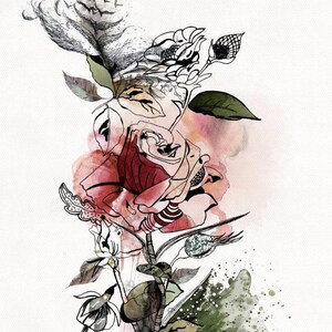Large Wall Art, Red Flower Painting, Large Watercolor Art, Canvas Art Print, Large Colorful Painting, Living Room Wall Art, Red Rose Art
