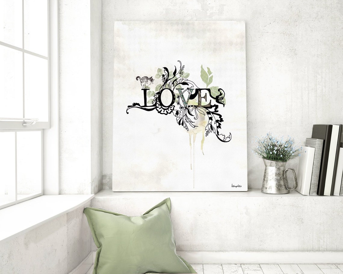 Large Love Wall Art Minimalist Bedroom Art Love Typography - Etsy