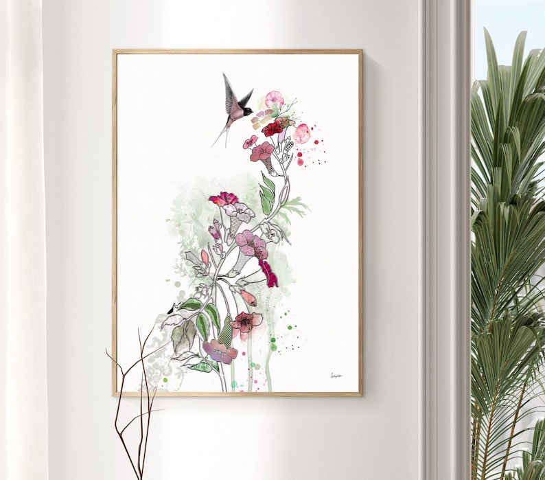 Watercolor Floral Print, Watercolor Wall Art, Pink Floral Art, Bedroom Art, Watercolor Painting, Flowers Painting, Pink Flowers Wall Art