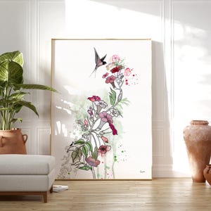 Watercolor Floral Print, Watercolor Wall Art, Pink Floral Art, Bedroom Art, Watercolor Painting, Flowers Painting, Pink Flowers Wall Art