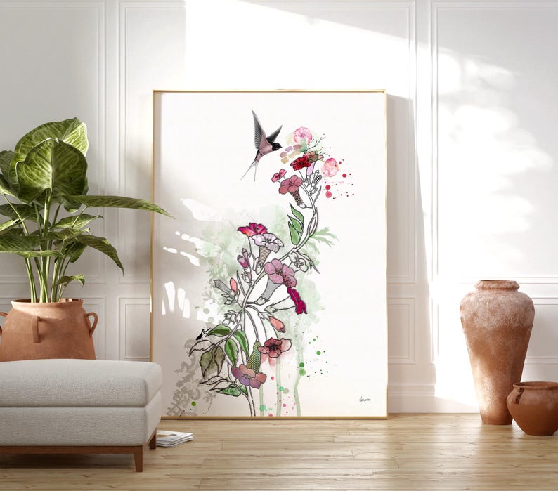 Watercolor Floral Print, Watercolor Wall Art, Pink Floral Art, Bedroom Art, Watercolor Painting, Flowers Painting, Pink Flowers Wall Art