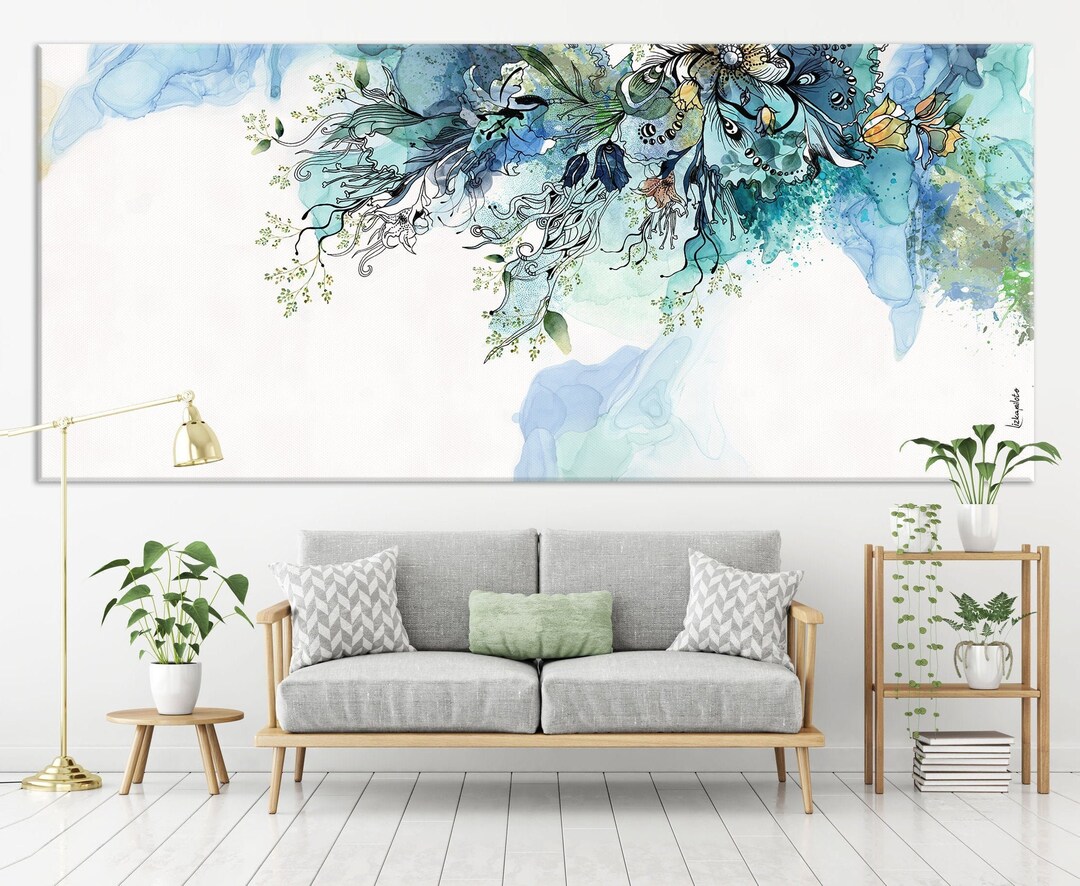 Extra Large Wall Art, Original Abstract Painting, Blue Wall Art, Living ...