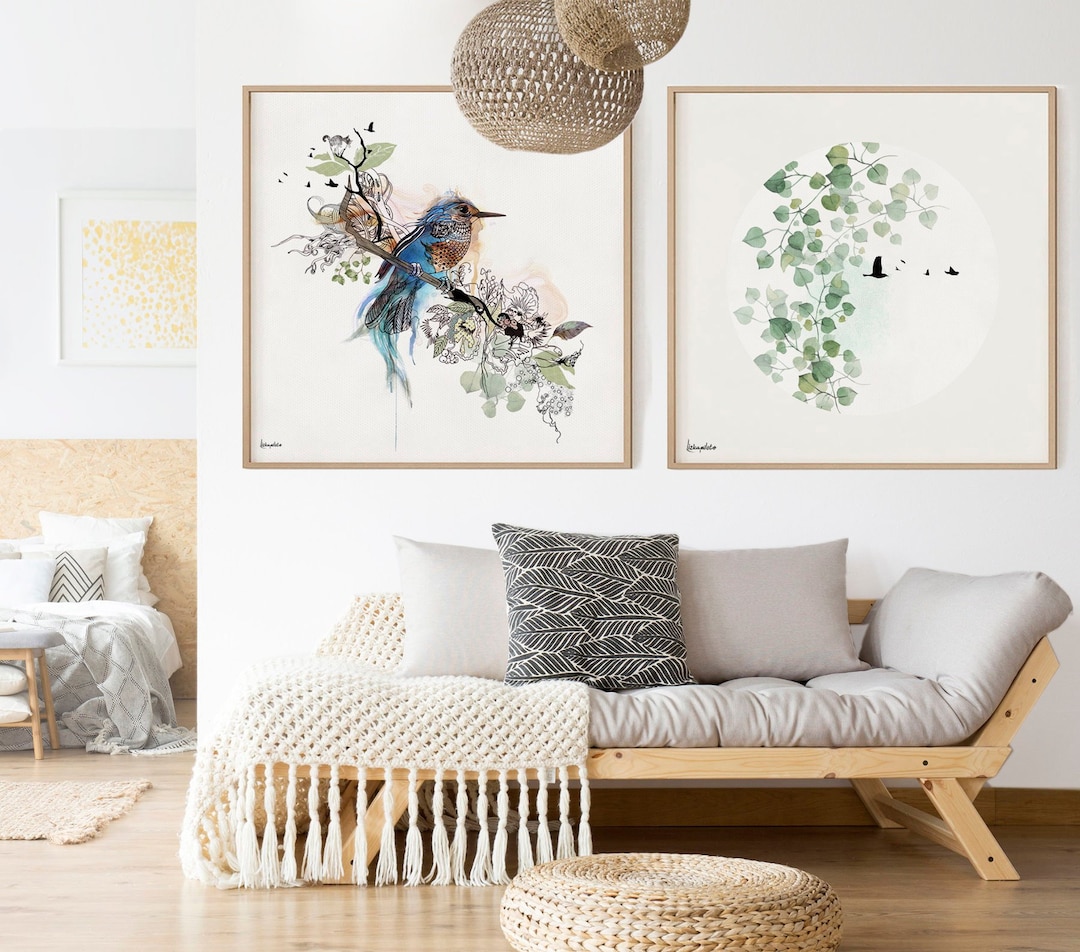 Scandinavian Wall Art, Set of 2 Prints, Nature Print Set, Scandinavian