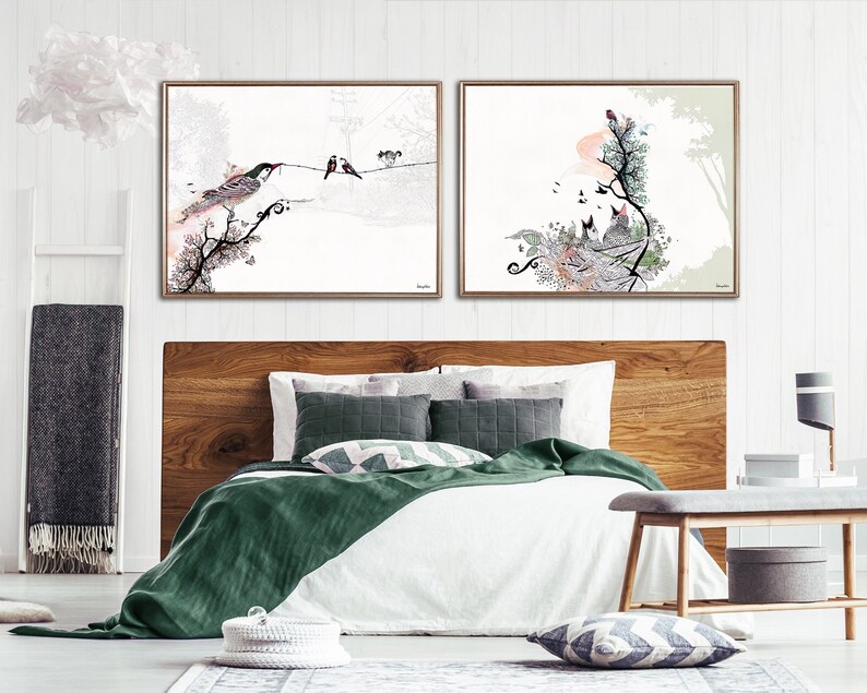 birds wall art painting print set bedroom art prints bird | etsy