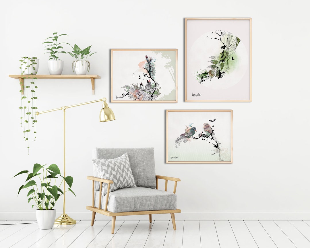 Set of 3 Wall Art, Scandinavian Decor, Nature Wall Prints, Living Room Wall Prints, Scandinavian ...