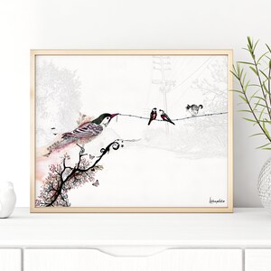 Bird Collage Art Print, Birds Wall Art, Horizontal Print, Birds Print, Print of Original Artwork, Collage Art image 5