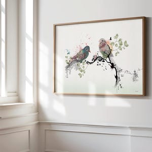Birds Scandinavian Art Print, Minimalist Painting, Bird Wall Art, Minimalist Art, Scandinavian Wall Decor, Sparrow Bird Art, Bird Lover Gift