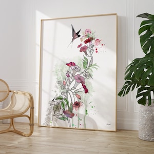Watercolor Floral Print, Watercolor Wall Art, Pink Floral Art, Bedroom Art, Watercolor Painting, Flowers Painting, Pink Flowers Wall Art