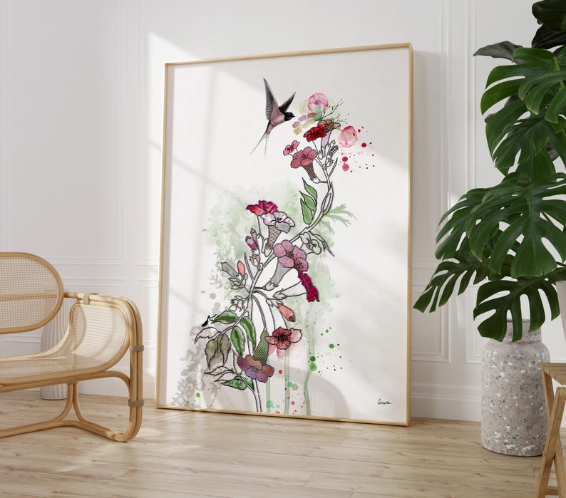 Watercolor Floral Print, Watercolor Wall Art, Pink Floral Art, Bedroom Art, Watercolor Painting, Flowers Painting, Pink Flowers Wall Art