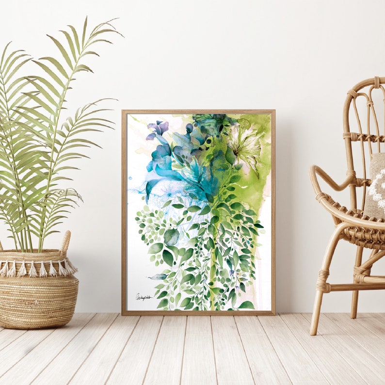 Green Abstract Art, Large Wall Art Abstract, Dining Room Wall Art, Large Green Abstract Painting, Art Green Canvas Wall Art, Botanical Art image 4