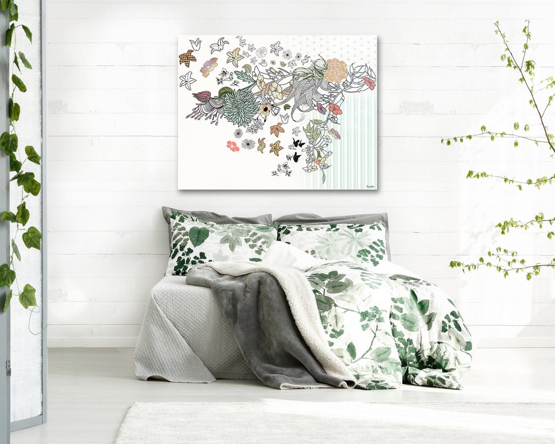Floral Bedroom Wall Art Print Original Flowers Painting | Etsy