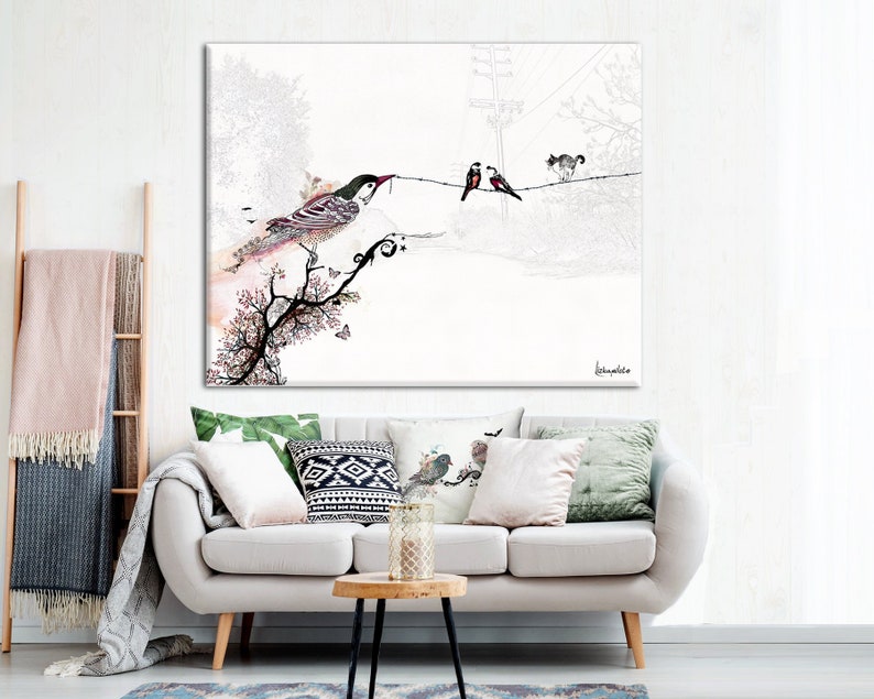 Love Birds Wall Art Minimalist Large Wall Art Print Original Etsy