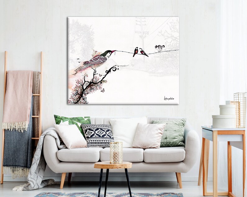 Bird Collage Art Print Birds Wall Art Horizontal Print Etsy