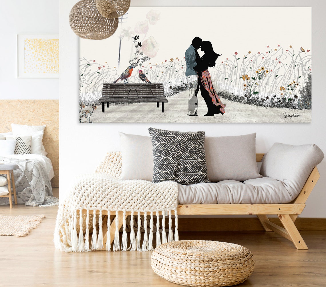 Large Wall Art Love Couple Paintings Canvas Art Love Etsy