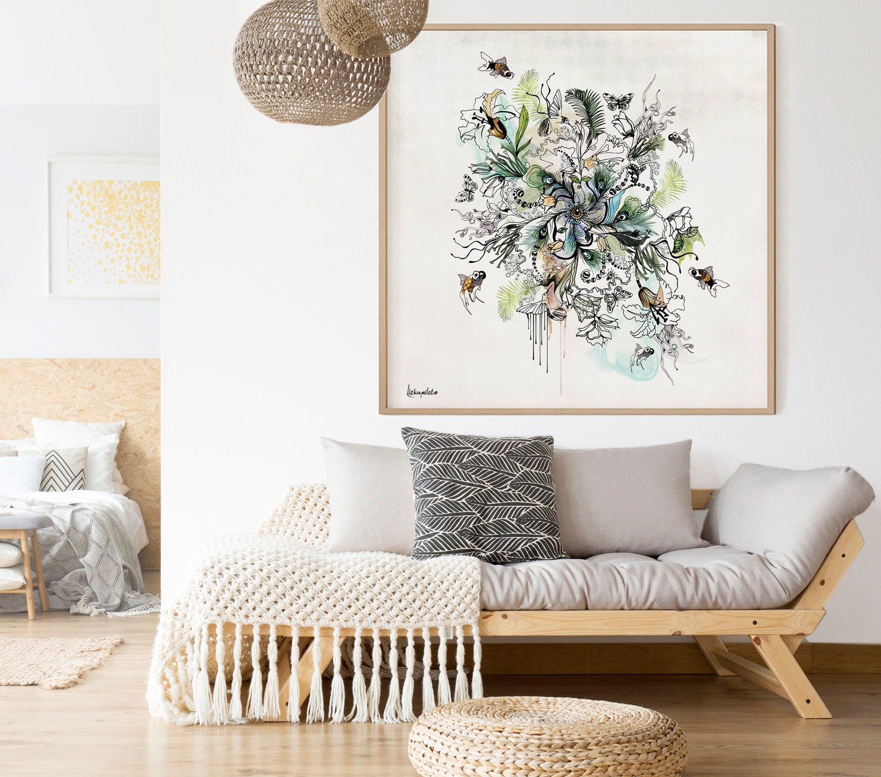 Large Painting Print Boho Wall Art Decor Large Modern Wall | Etsy