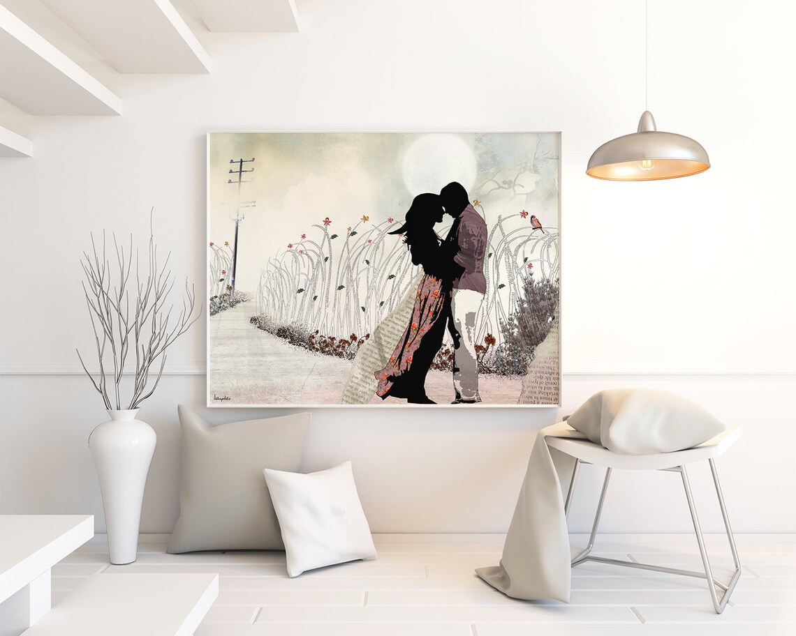 Large Wall Art Love Painting Love Couple Paintings the Etsy