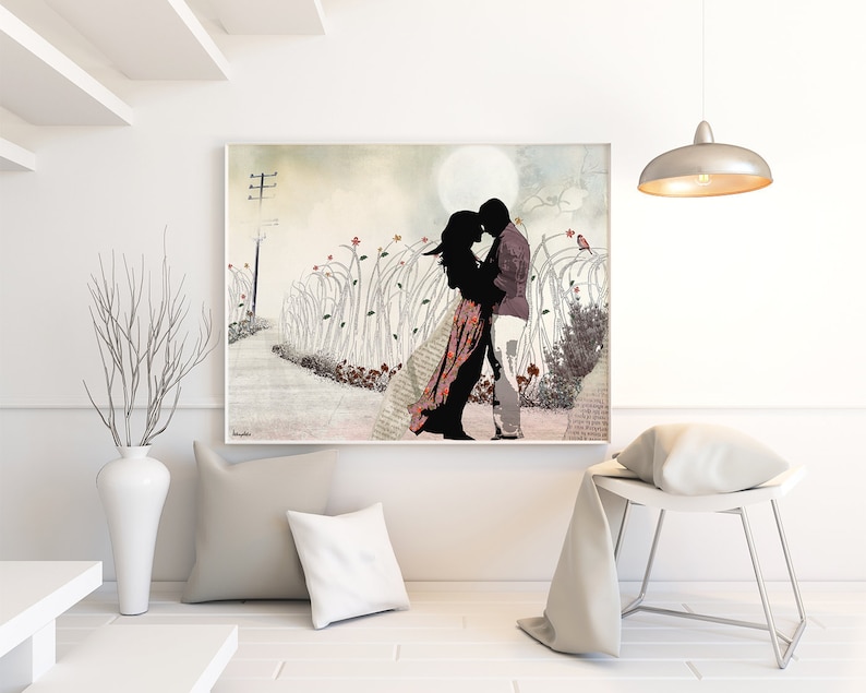 Large Wall Art, Love Painting, Love Couple Paintings, The Kiss, Canvas Print image 2