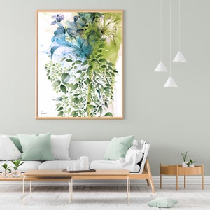 Green Abstract Art, Large Wall Art Abstract, Dining Room Wall Art, Large Green Abstract Painting, Art Green Canvas Wall Art, Botanical Art image 8