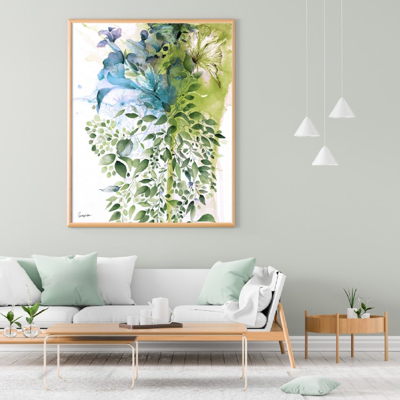 Green Abstract Art, Large Wall Art Abstract, Dining Room Wall Art, Large Green Abstract Painting, Art Green Canvas Wall Art, Botanical Art image 8