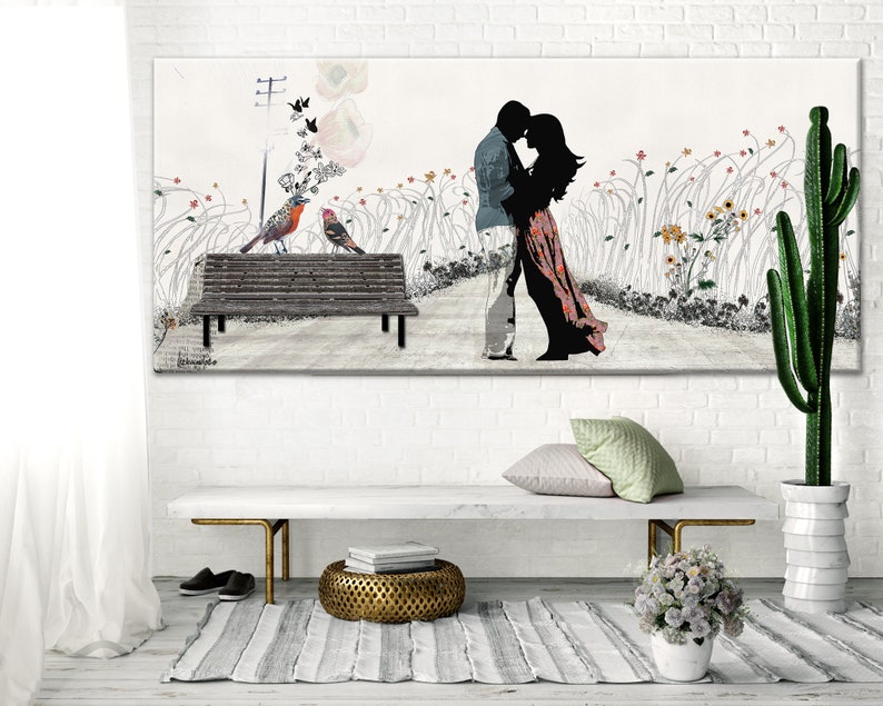 Large Wall Art Love Couple Paintings Canvas Art Love Etsy