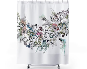 Bohemian Bathroom Decor, Fish Art Shower Curtain, Boho Shower Curtain, Watercolor Art Shower Curtain, Boho Decor for Bathroom