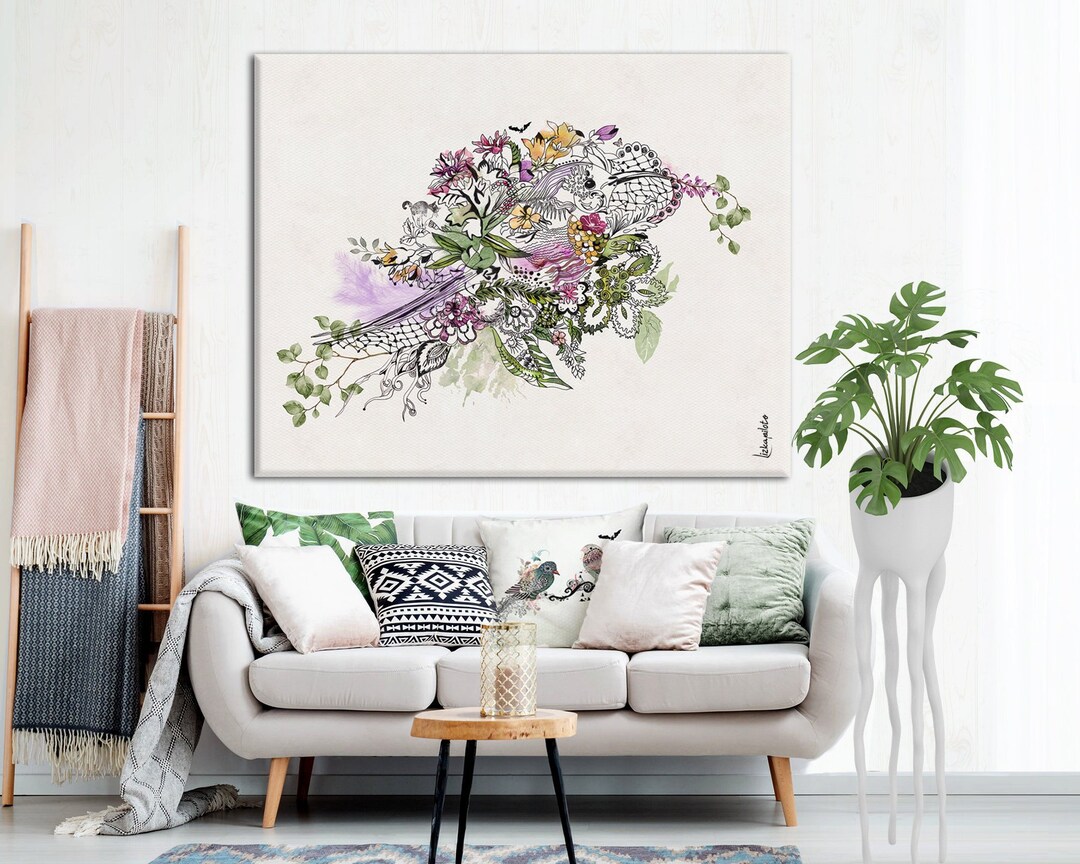 Living Room Large Print, Original Artwork, Floral Wall Art Print ...