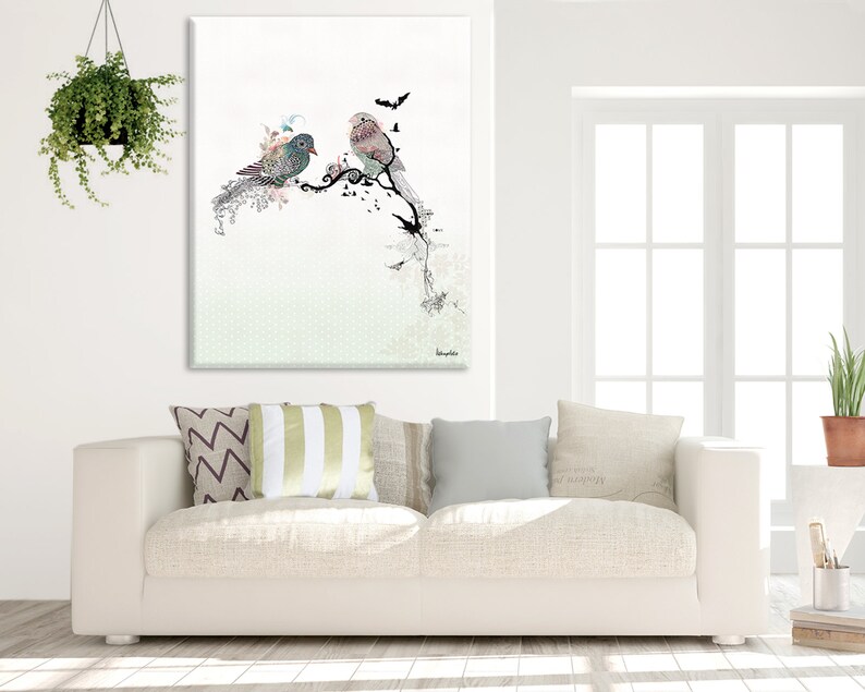 Love birds art, watercolor art, Bird illustration, Love birds painting, 11x14 print image 7