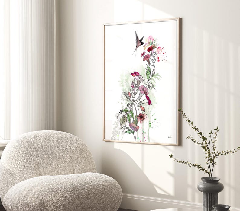 Watercolor Floral Print, Watercolor Wall Art, Pink Floral Art, Bedroom Art, Watercolor Painting, Flowers Painting, Pink Flowers Wall Art