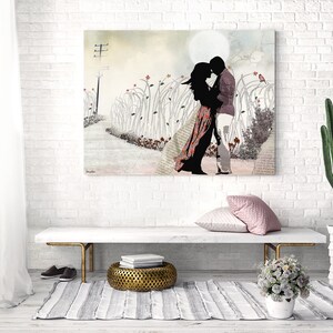 Large Wall Art, Love Painting, Love Couple Paintings, The Kiss, Canvas Print image 4