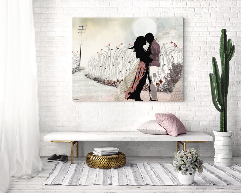 Large Wall Art, Love Painting, Love Couple Paintings, The Kiss, Canvas Print image 4