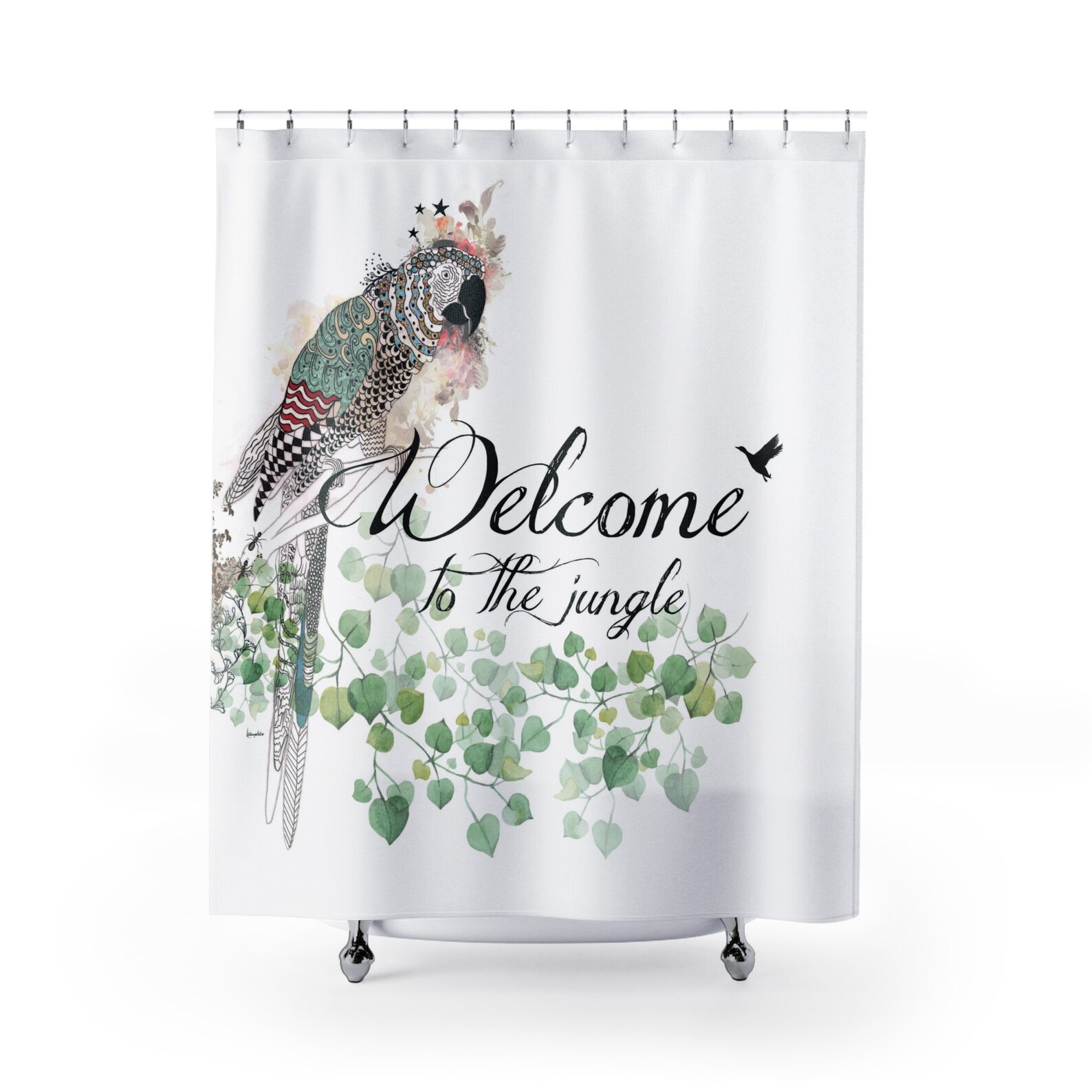 Parrot Shower Curtain Art Shower Curtain Bathroom Decor Etsy