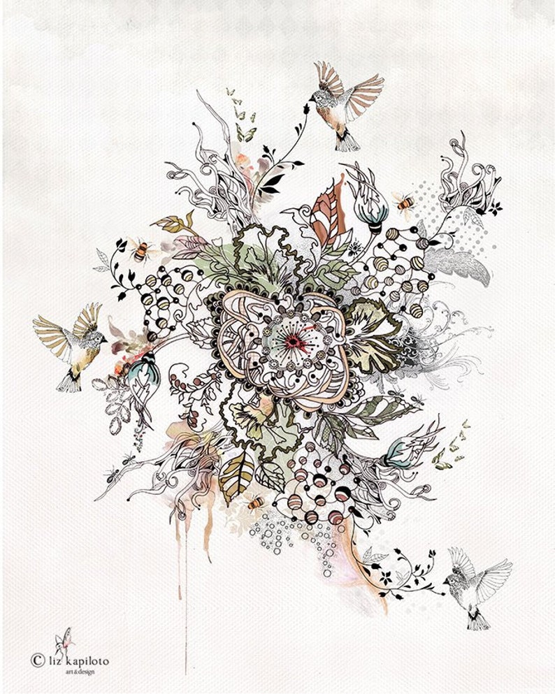 Modern Ink Drawing Abstract Floral Art Ink Art Modern Art Etsy