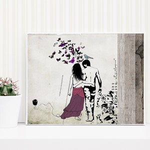 Romantic Collage Art Print, Couple Gift, Romance Art, Love Couple Art, Collage Artwork, Bedroom Decor, Collage Wall Art, Romantic Print image 7