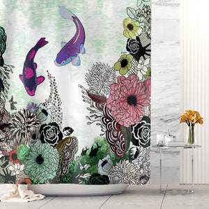 Koi Fish Shower Curtain, Colorful Shower Curtain, Bathroom Decor, Boho Shower Curtain, Art Shower Curtain, Boho Bathroom Decor image 3