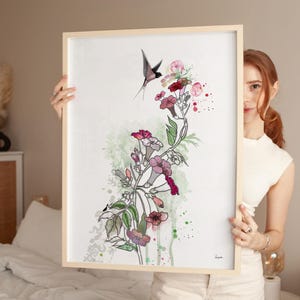 Watercolor Floral Print, Watercolor Wall Art, Pink Floral Art, Bedroom Art, Watercolor Painting, Flowers Painting, Pink Flowers Wall Art