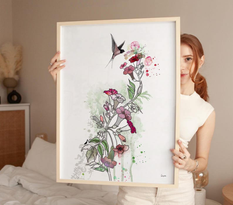 Watercolor Floral Print, Watercolor Wall Art, Pink Floral Art, Bedroom Art, Watercolor Painting, Flowers Painting, Pink Flowers Wall Art