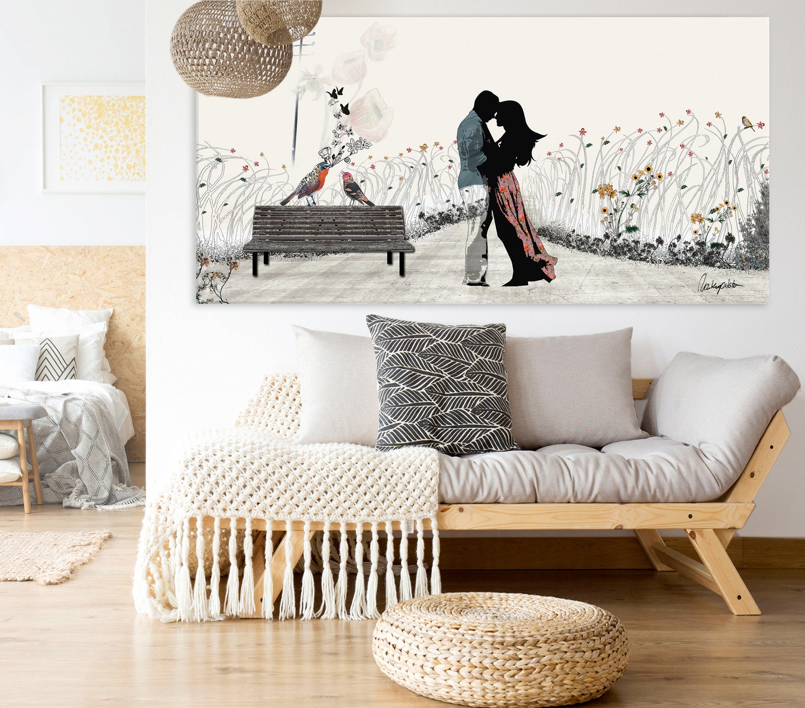 Couple in Love Painting Bedroom Wall Art Canvas Large Canvas Etsy