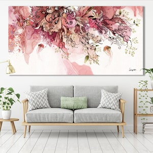 Hot Pink Abstract Painting, Extra Large Wall Art, Canvas Wall Art ...
