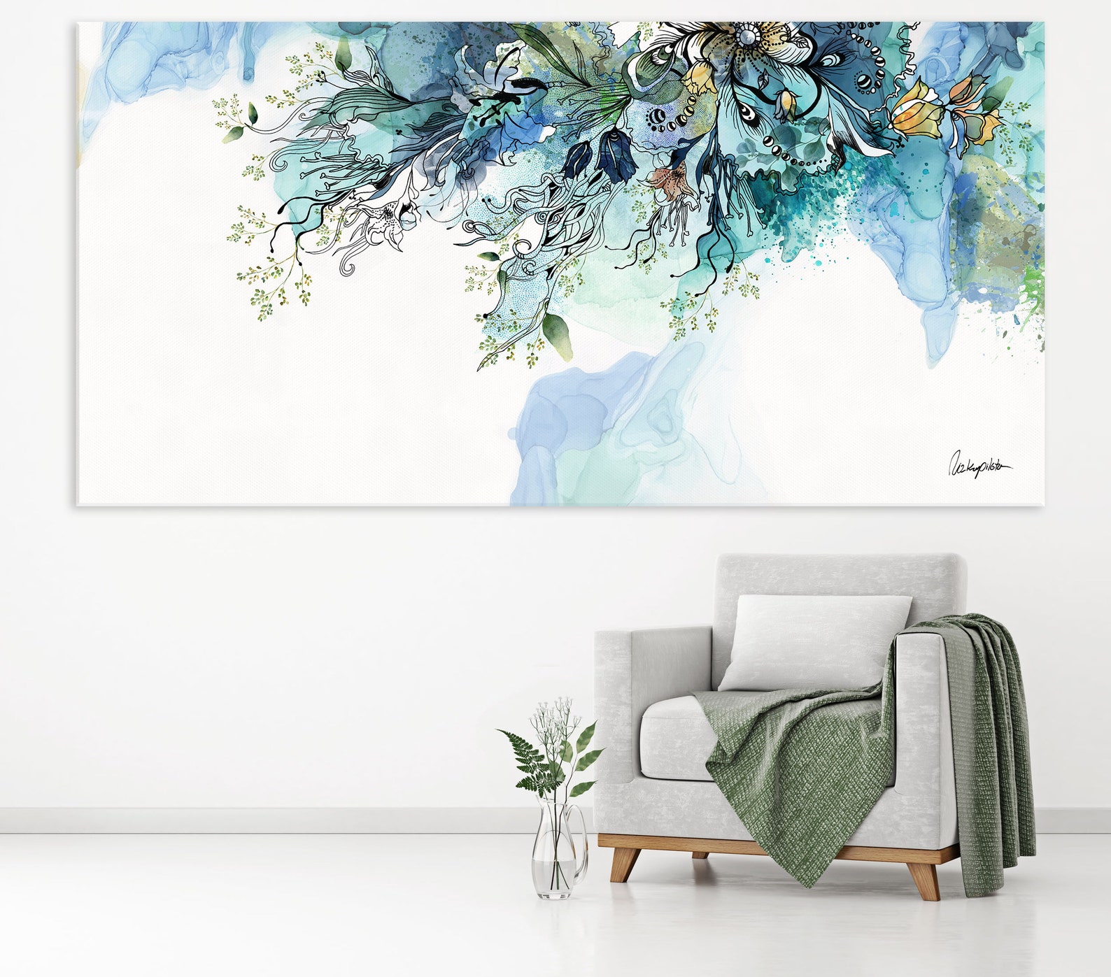 Extra Large Wall Art Original Abstract Painting Blue Wall Etsy UK