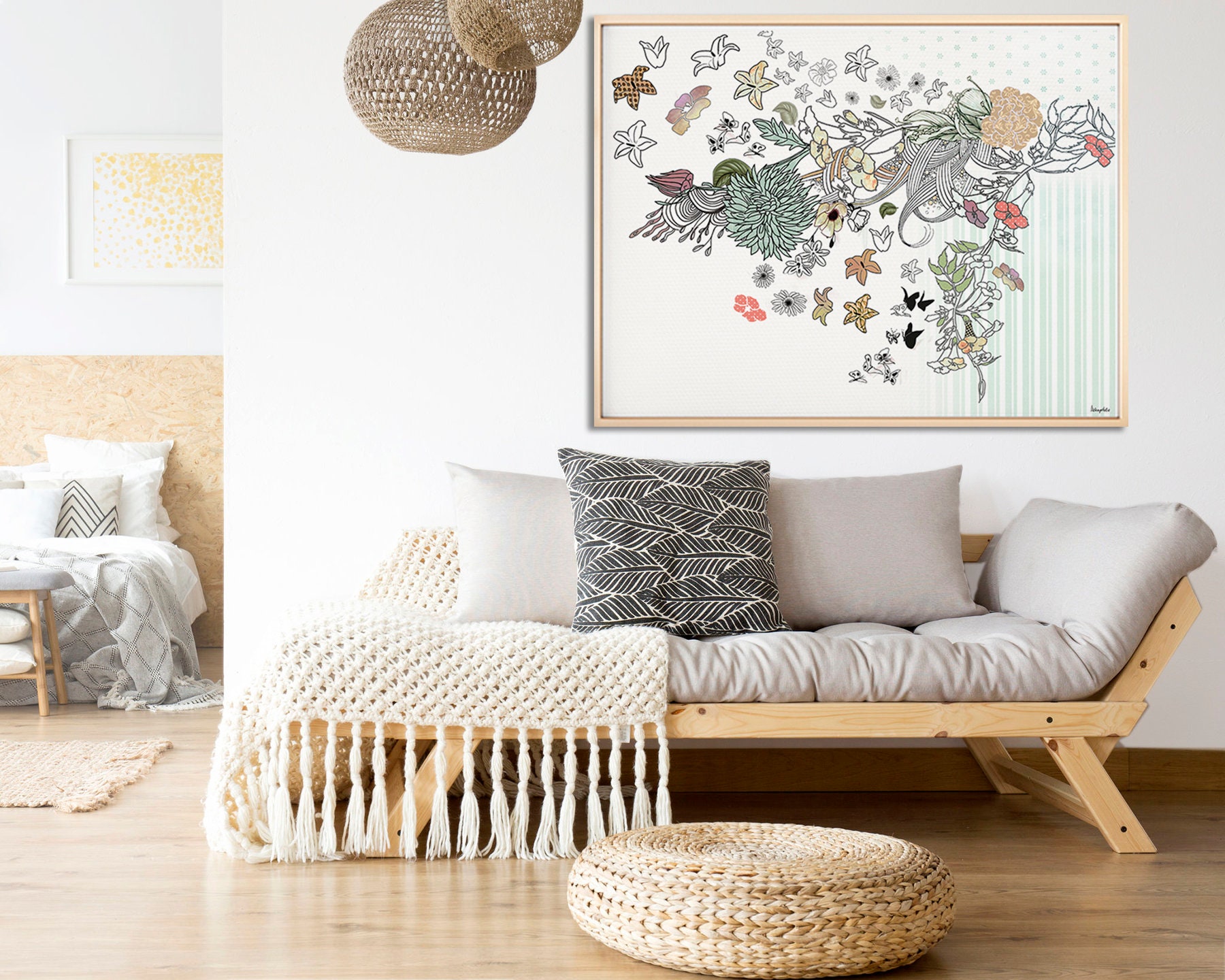 Floral Bedroom Wall Art Print Original Flowers Painting | Etsy