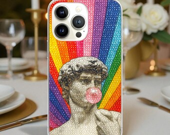Bedazzled LGBT Rainbow Phone Case for iPhone 17 16 15 14 Pro Max, Air, Samsung S 25 Ultra, Rhinestone Bling Cover, Christmas Gift for Her