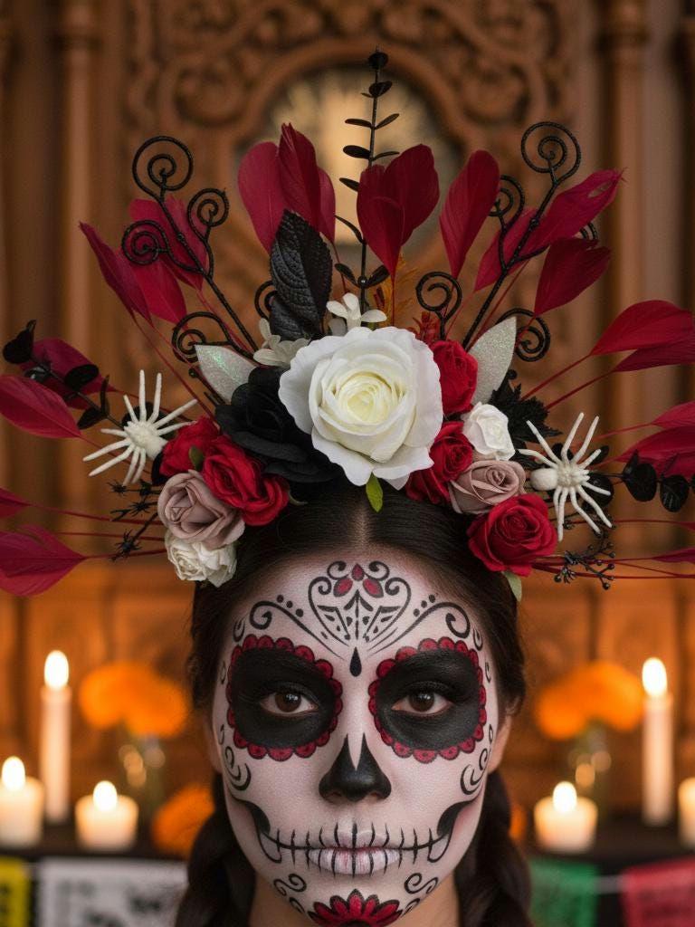 Folcloristico Messicano Caramella Zucchero Teschi Bandana Chemio Biker - Foto 3