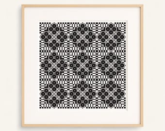 Black Mosaic | Modern Geometric Blackwork Cross Stitch Pattern PDF