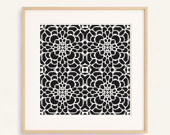 Floral Mosaic Cross Stitch Pattern – Geometric Tile Design – Modern Embroidery PDF