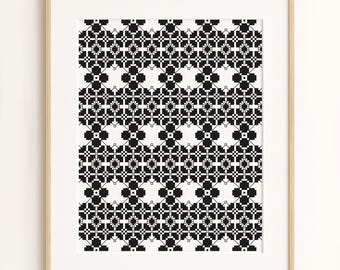 Wzór haftu krzyżykowego i blackwork w formacie PDF – geometryczny wzór haftu – mozaika gotycka