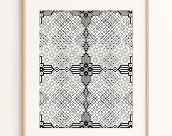 Geometric Embroidery Chart PDF - Modern Blackwork Pattern - Counted Cross Stitch Design - Instant Download - Black Mosaic