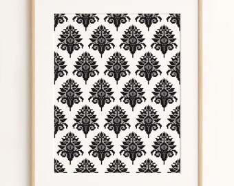 Wzór haftu krzyżykowego Blackwork – geometryczny powtarzający się motyw w formacie PDF – Ogród Jaipur