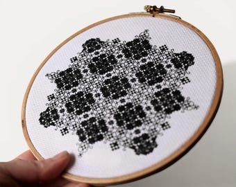 Blackwork and Cross Stitch Pattern PDF - Gothic Geometric Embroidery Design - Noir Reliquary